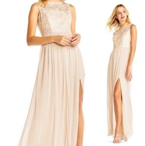 Adrianna Papell sleeveless sequined lace gown